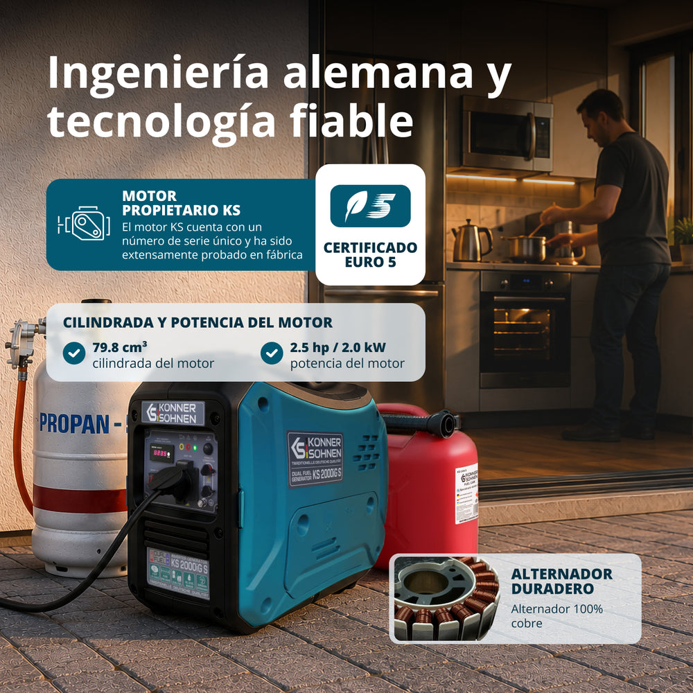 Generador inverter híbrido de gas/gasolina KS 2000iG S