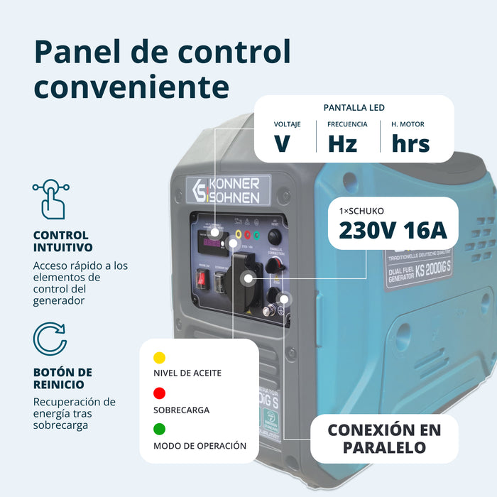 Generador inverter híbrido de gas/gasolina KS 2000iG S