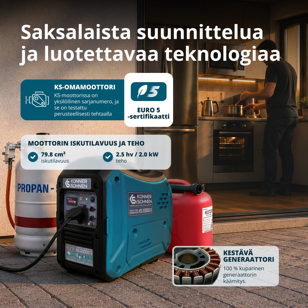 LPG/bensiini-invertterigeneraattori KS 2000iG S