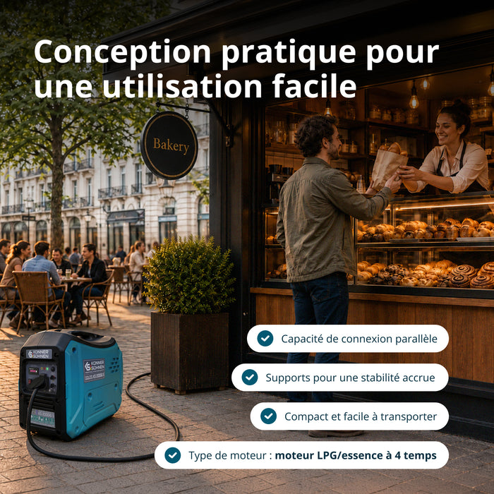 Groupe électrogène à essence-gaz de type inverter KS 2000iG S