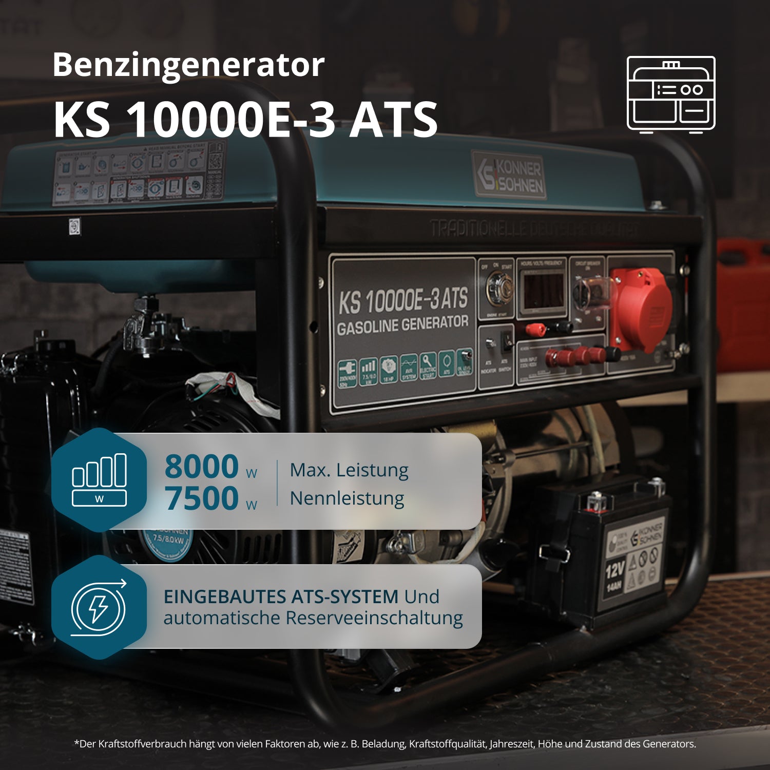 Benzingenerator "Könner & Söhnen" KS 10000E-3 ATS