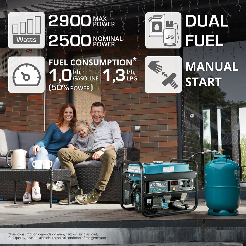 Generador híbrido de gasolina y gas "Könner & Söhnen" KS 2900G