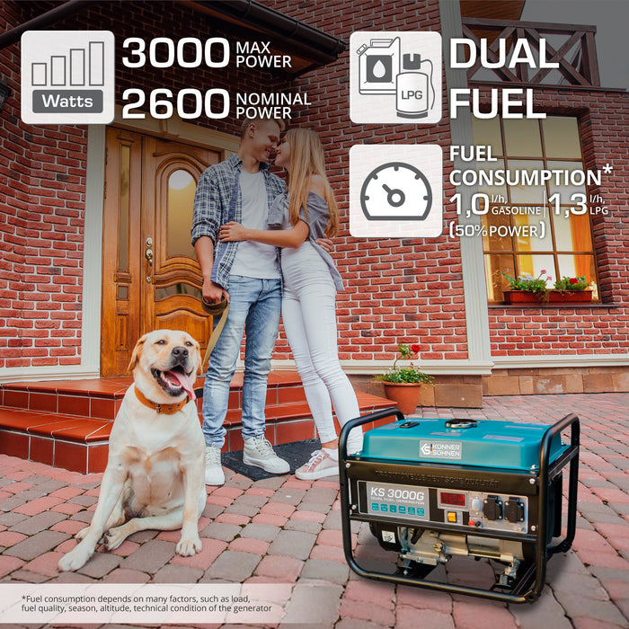 Generador híbrido de gasolina y gas "Könner & Söhnen" KS 3000G
