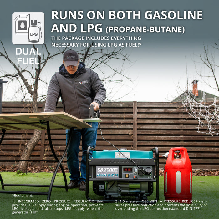 Generador híbrido de gasolina y gas "Könner & Söhnen" KS 3000G