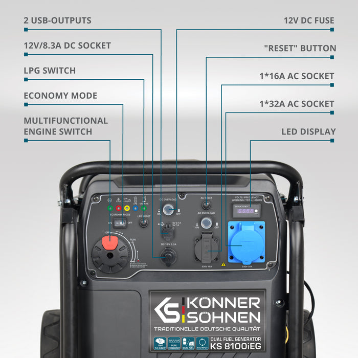 LPG/bensin invertergenerator KS 8100iEG