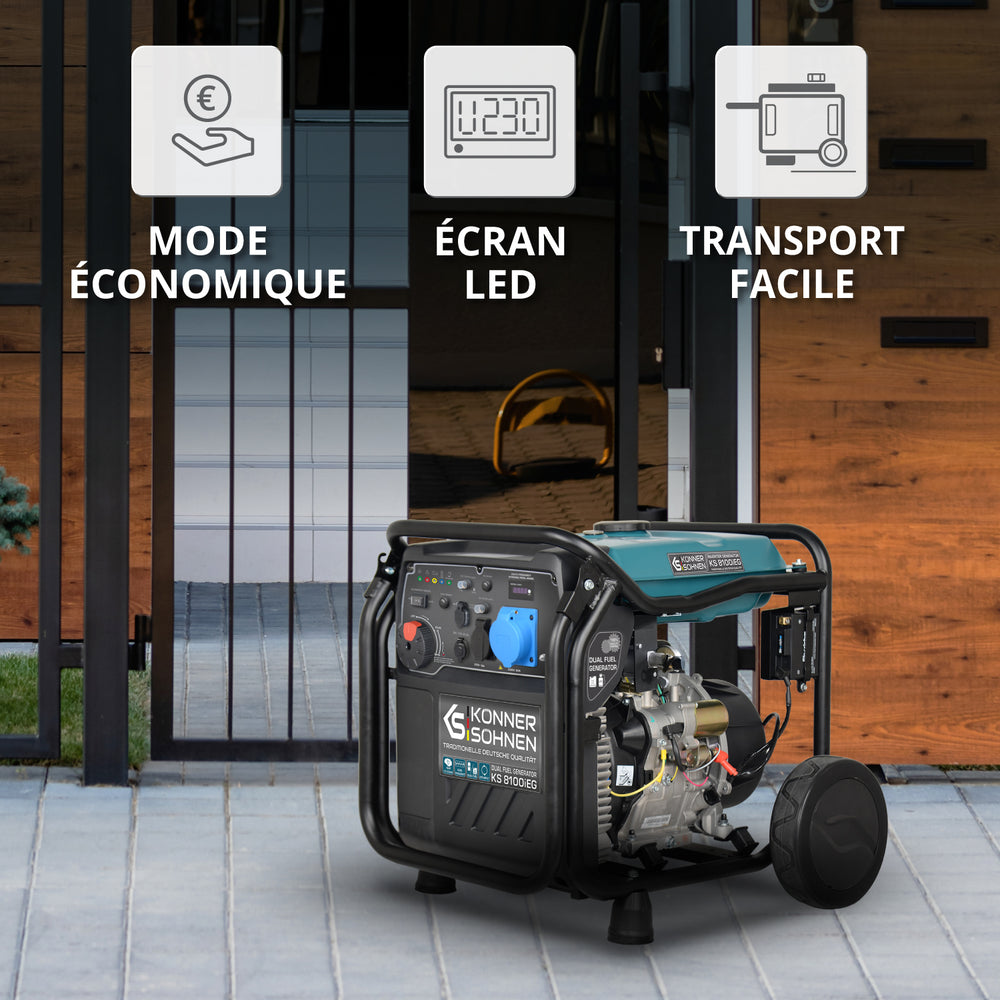 Groupe électrogène à essence-gaz de type inverter KS 8100iEG