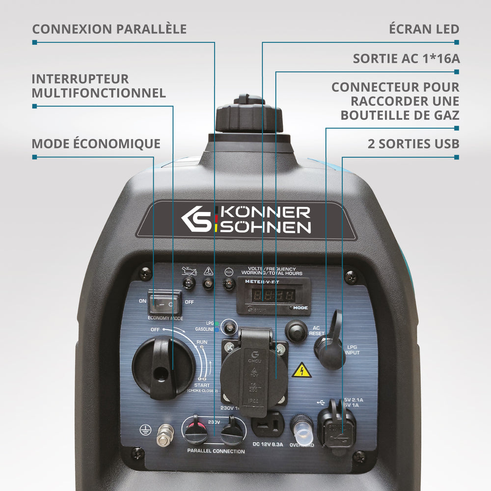 Groupe électrogène à essence-gaz de type inverter KS 2100iG S