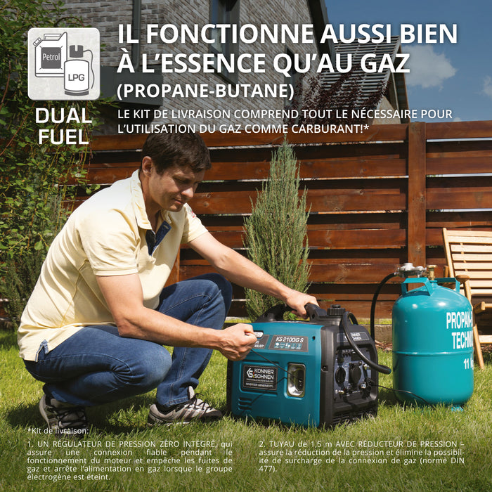 Groupe électrogène à essence-gaz de type inverter KS 2100iG S