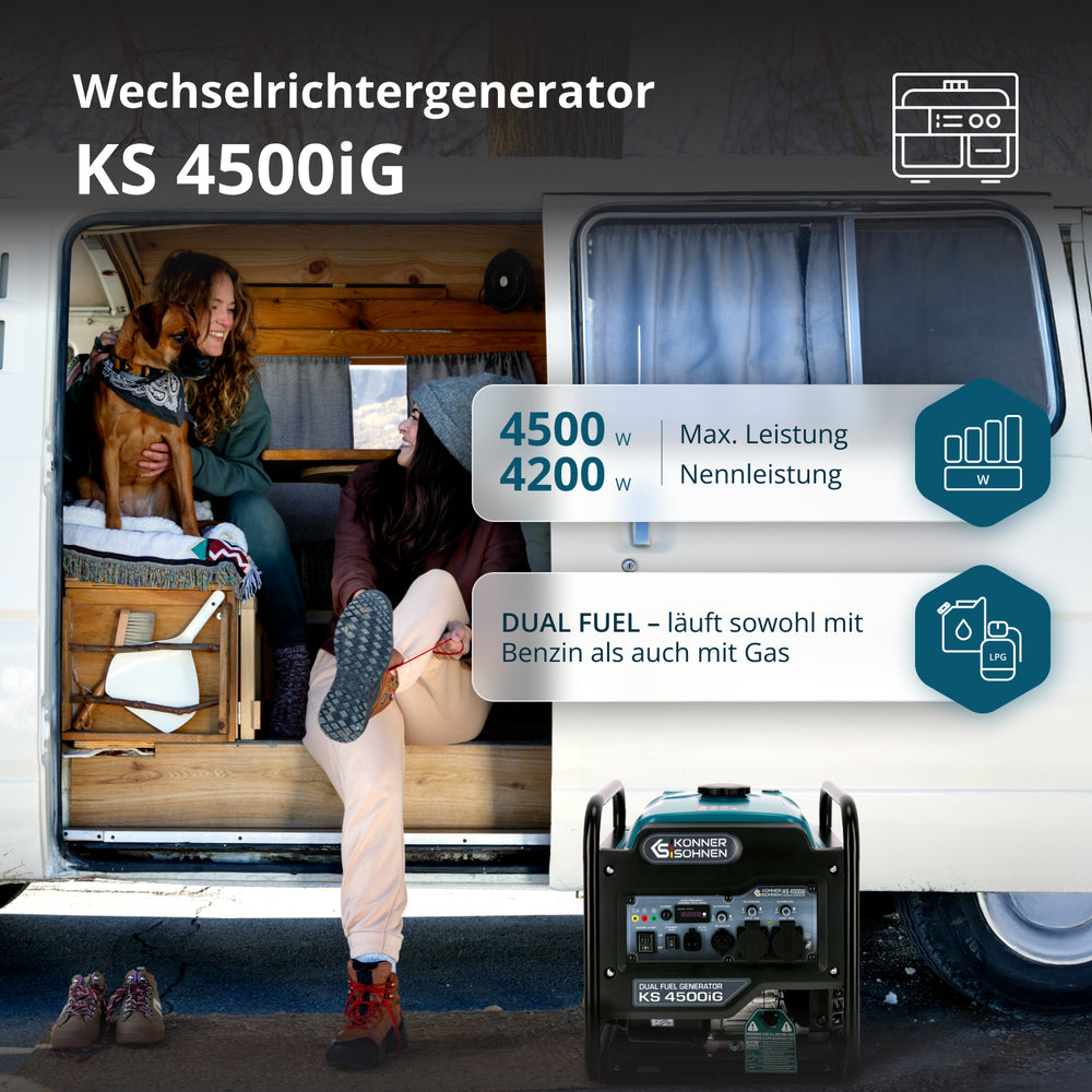 Dubbelt bränsle invertergenerator KS 4500iG