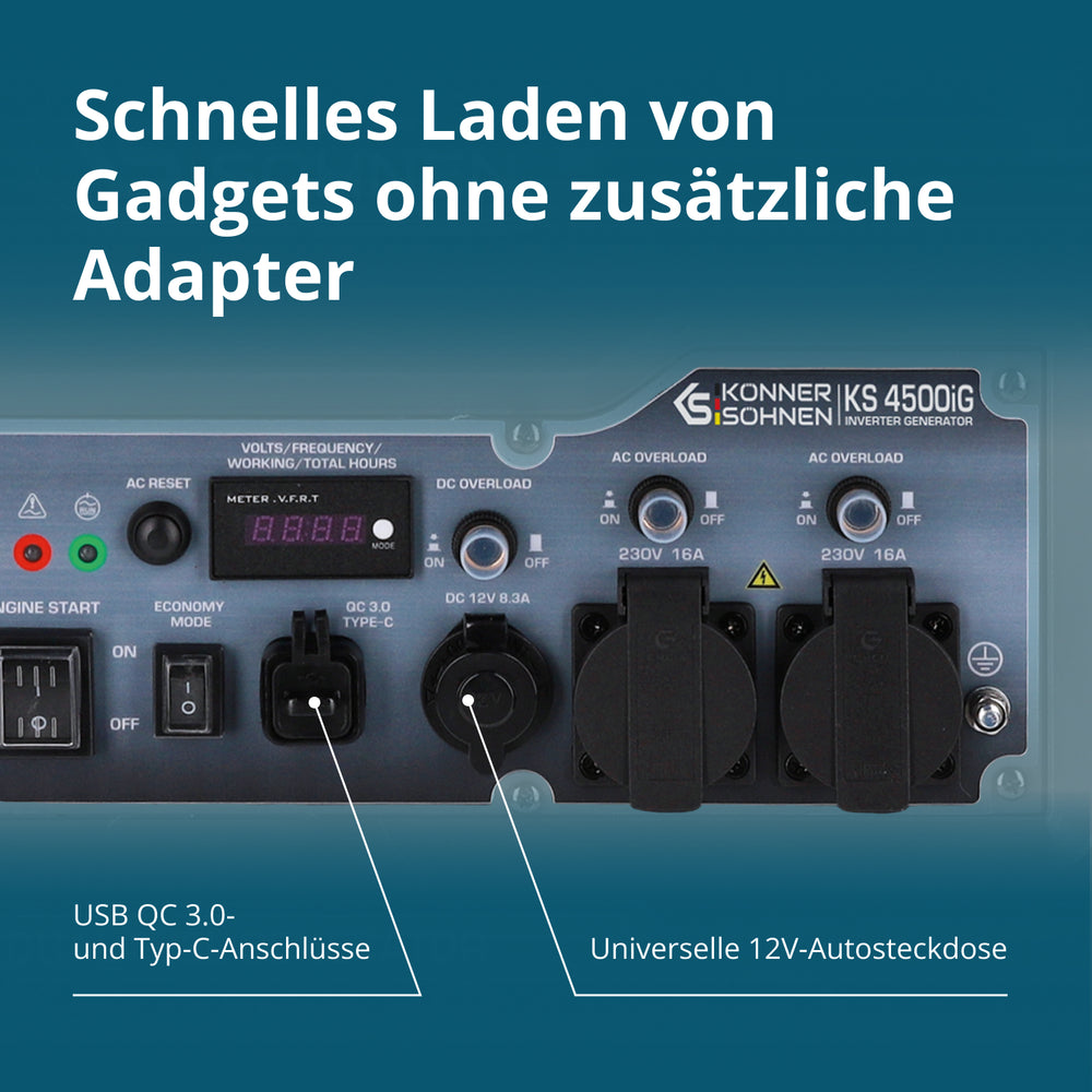 Dubbelt bränsle invertergenerator KS 4500iG