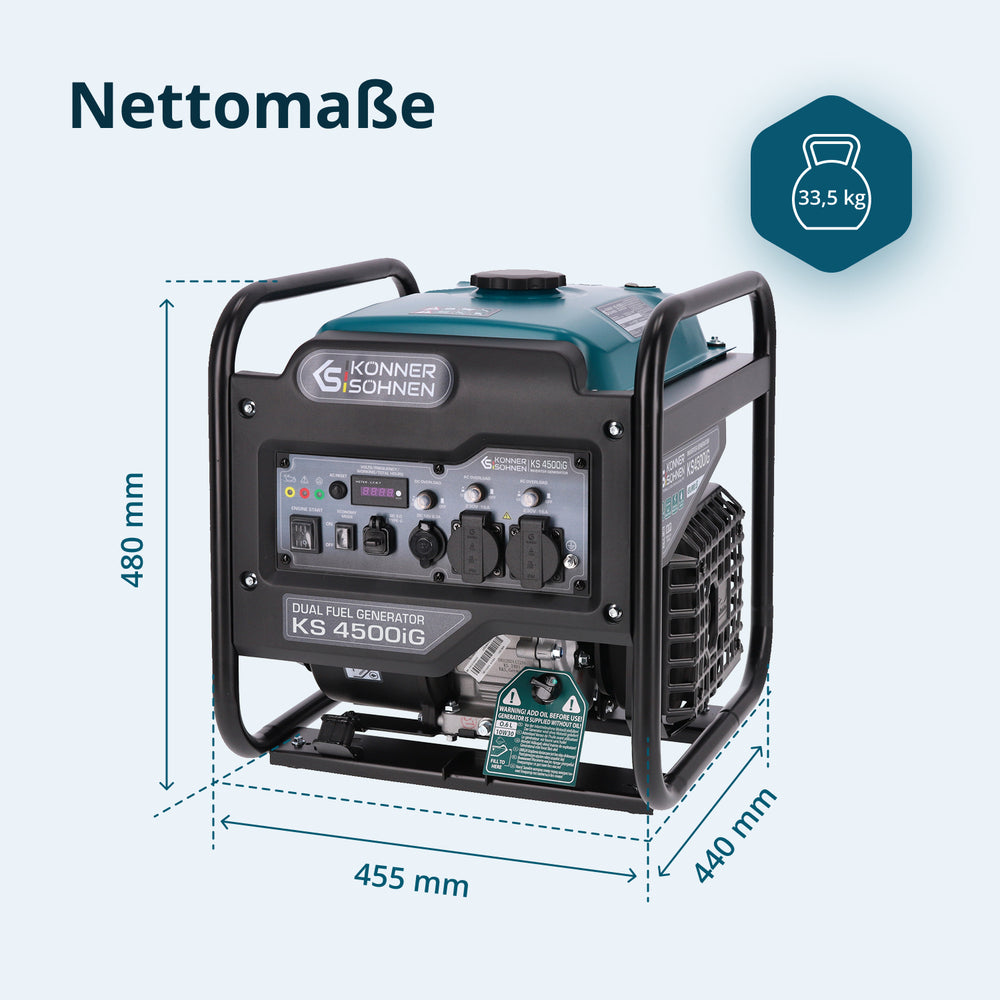 Dubbelt bränsle invertergenerator KS 4500iG