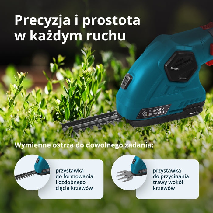 Akumulatorowe nożyce do trawy i żywopłotu 2 w 1 z przedłużaczem teleskopowym KS SHT-8V + Extension Pole