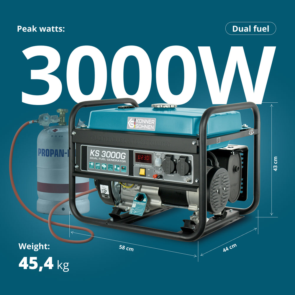 LPG/Gasoline Generator "Könner & Söhnen" KS 3000G (Refurbished Excellent)