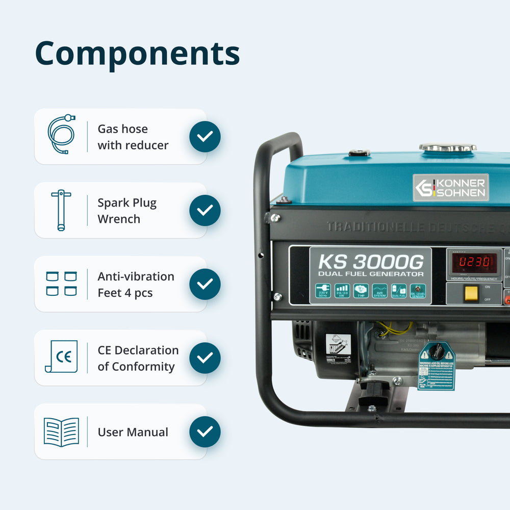LPG/Gasoline Generator "Könner & Söhnen" KS 3000G (Refurbished Excellent)