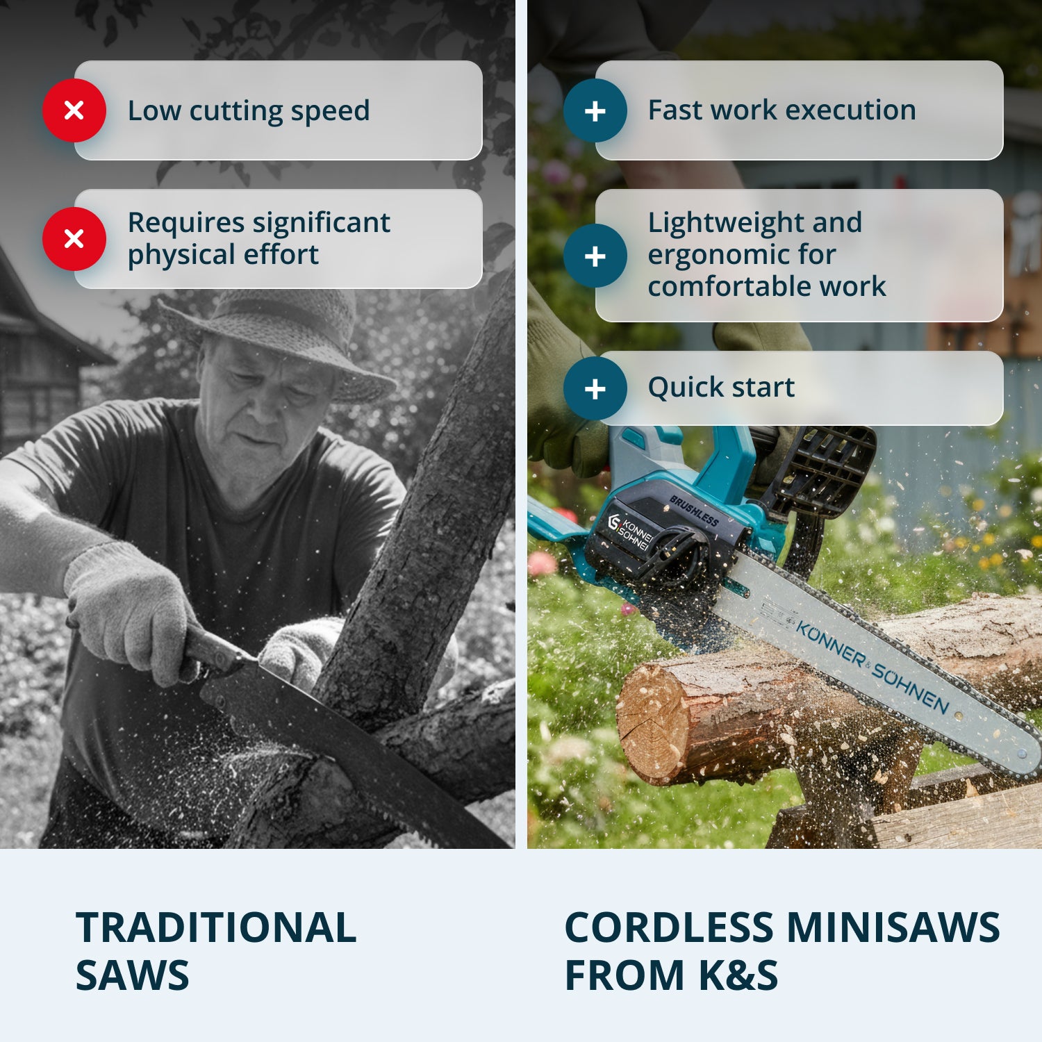 Cordless Mini Chainsaw KS MCS20V-12 SET