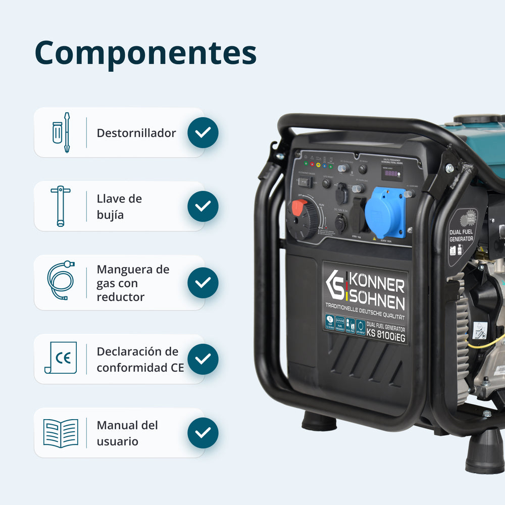 Generador inverter híbrido de gas/gasolina KS 8100iEG