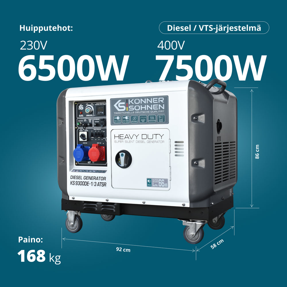 Dieselgeneraattori "Könner & Söhnen" KS 9300DE-1/3 ATSR (EURO V)