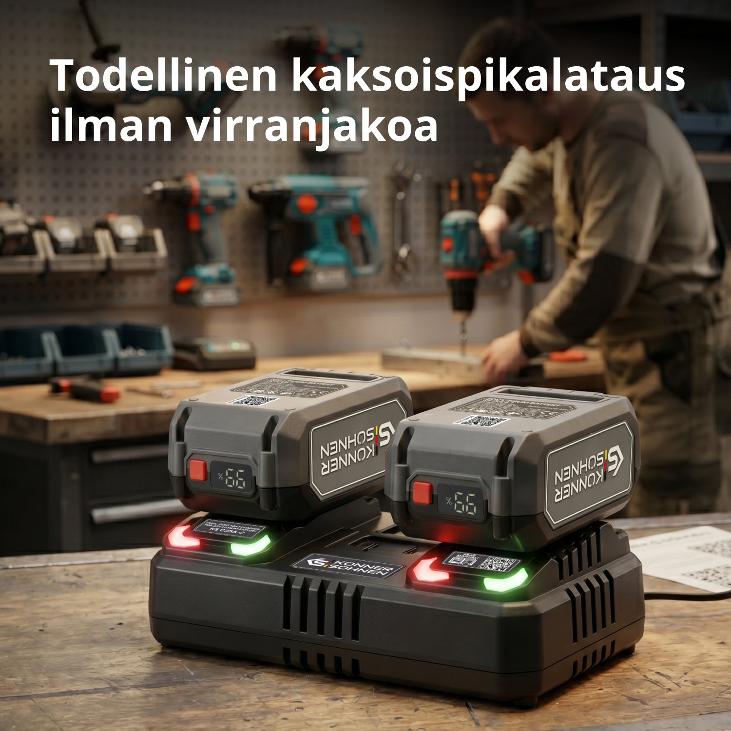 Kaksoislaturi 20V ladattaville akuille KS C35A-2