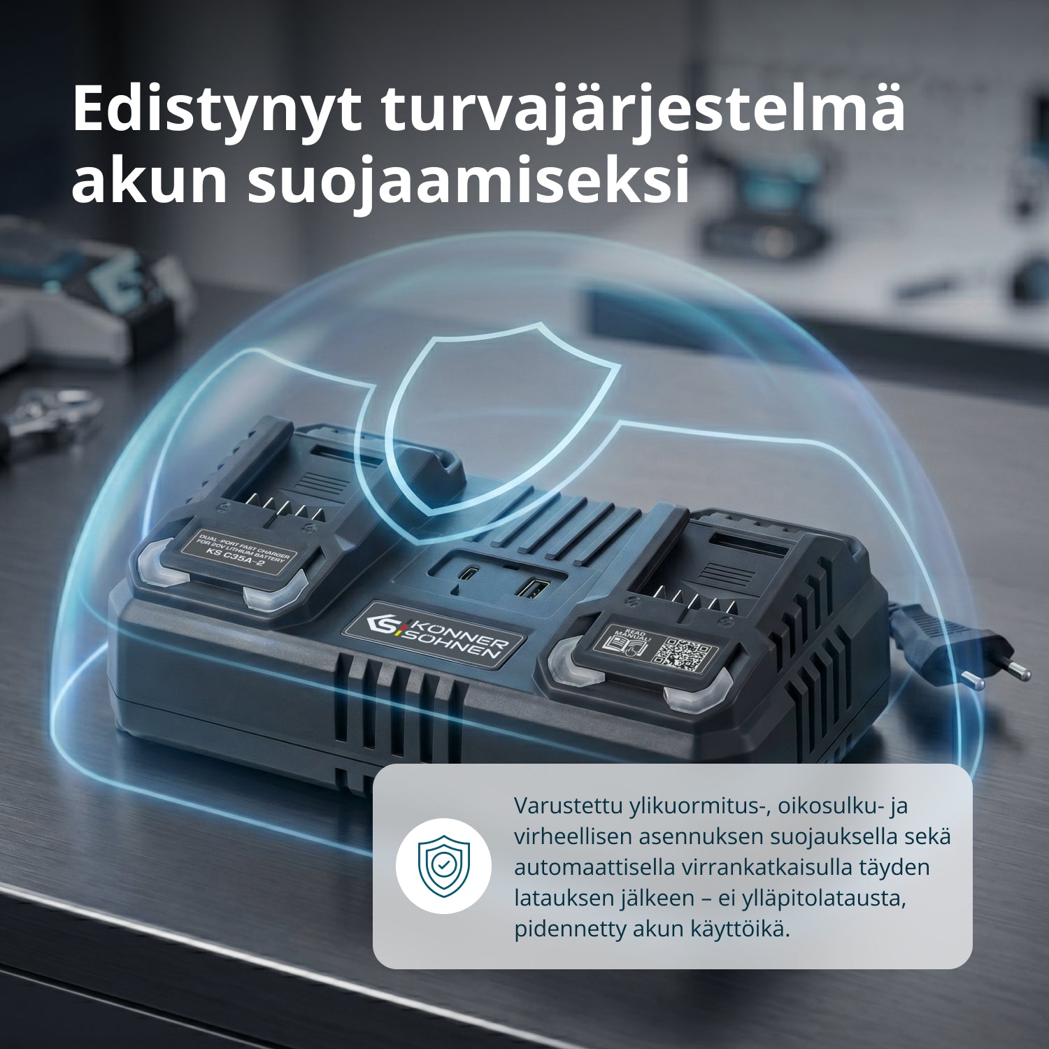 Kaksoislaturi 20V ladattaville akuille KS C35A-2