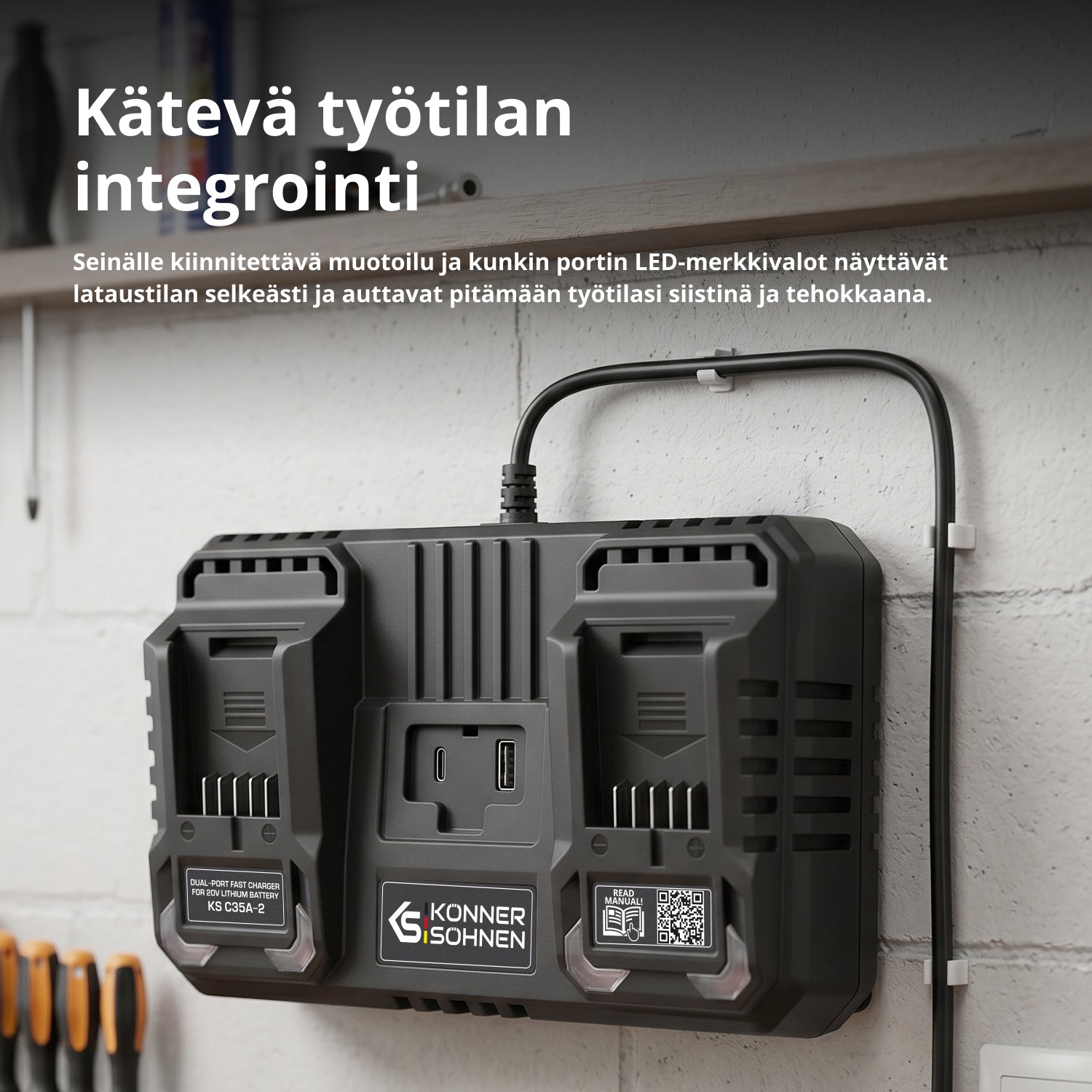 Kaksoislaturi 20V ladattaville akuille KS C35A-2