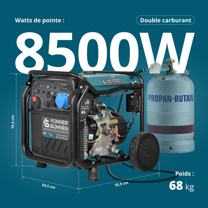 Groupe électrogène à essence-gaz de type inverter KS 8100iEG (Reconditionné Bon état)