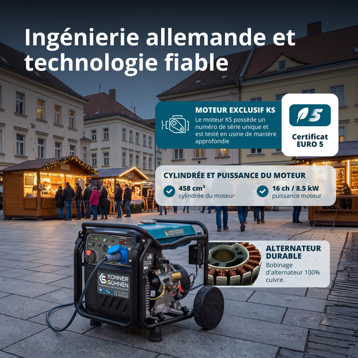Groupe électrogène à essence-gaz de type inverter KS 8100iEG (Reconditionné Bon état)