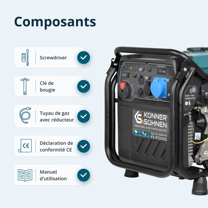 Groupe électrogène à essence-gaz de type inverter KS 8100iEG (Reconditionné Bon état)