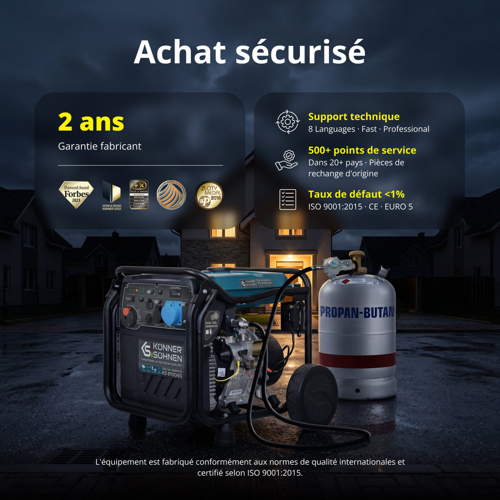 Groupe électrogène à essence-gaz de type inverter KS 8100iEG (Reconditionné Bon état)