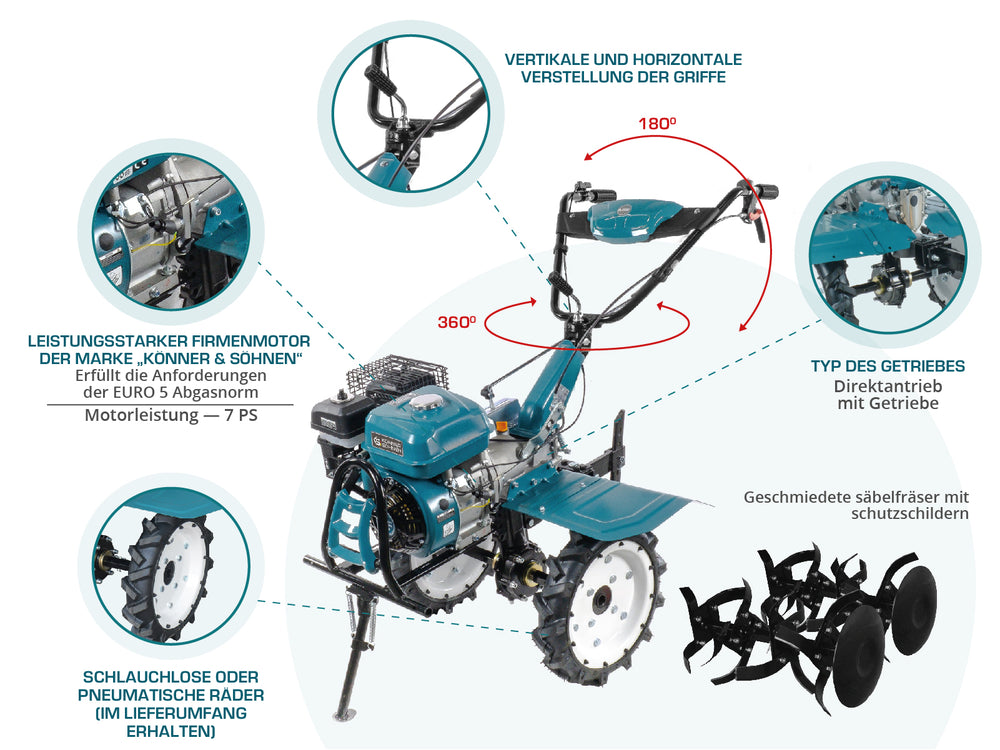 Benzindrevet fræser KS 7HP-1050G