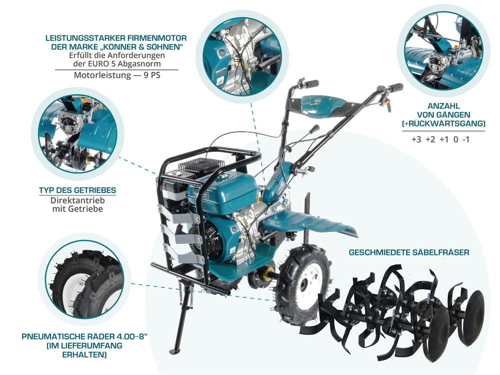 Benzindrevet fræser KS 9HP-1350G-3 (400)