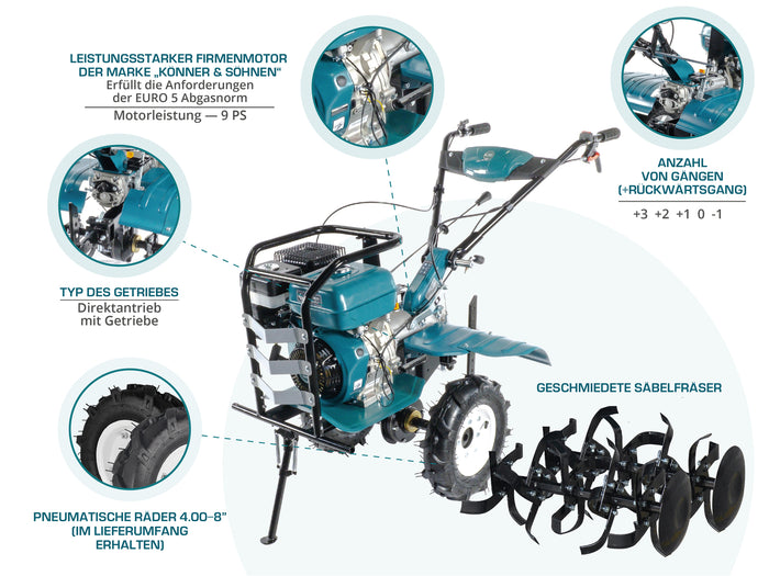 Benzindrevet fræser KS 9HP-1350G-3 (400)