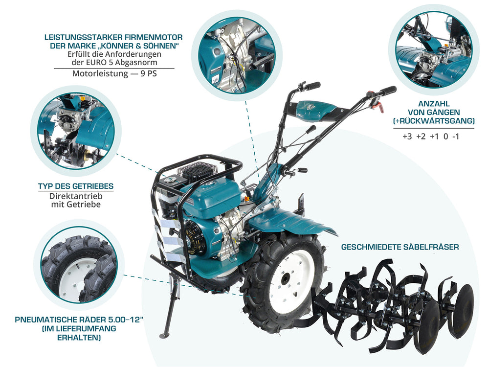 Benzindrevet fræser KS 9HP-1350G-3 (500)