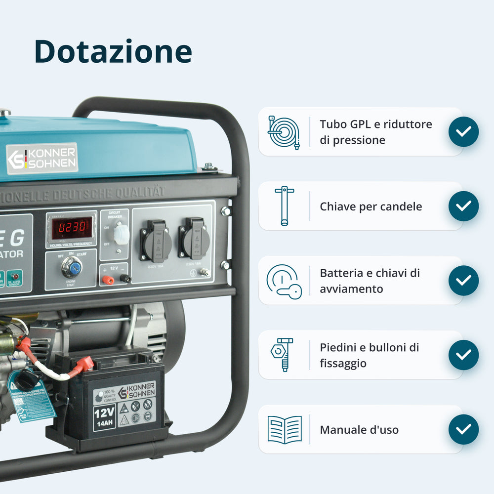 Generatore a GPL/Benzina Könner & Söhnen KS 5000E G