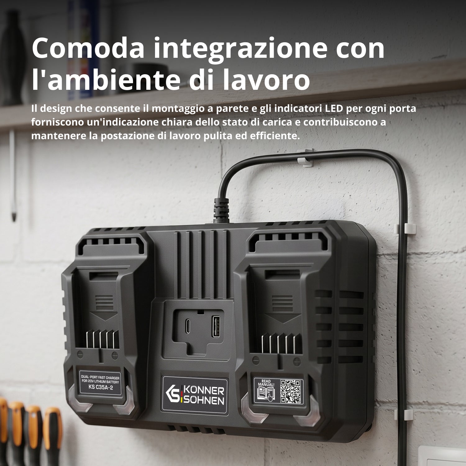 Caricabatterie doppio per batterie ricaricabili 20V KS C35A-2
