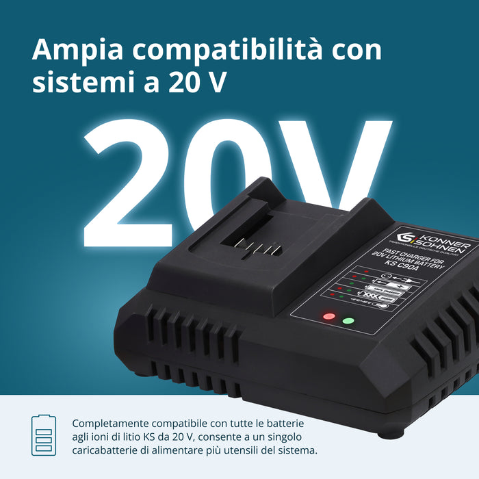 Caricabatterie Rapido per Batteria al Litio 20V KS C90A