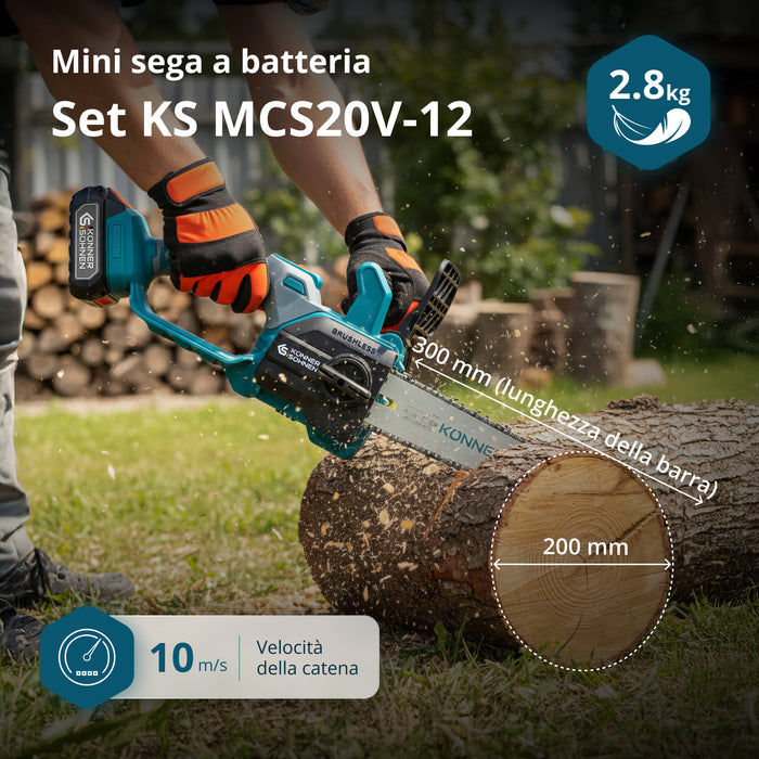 Motosega Mini a Batteria KS MCS20V-12 SET