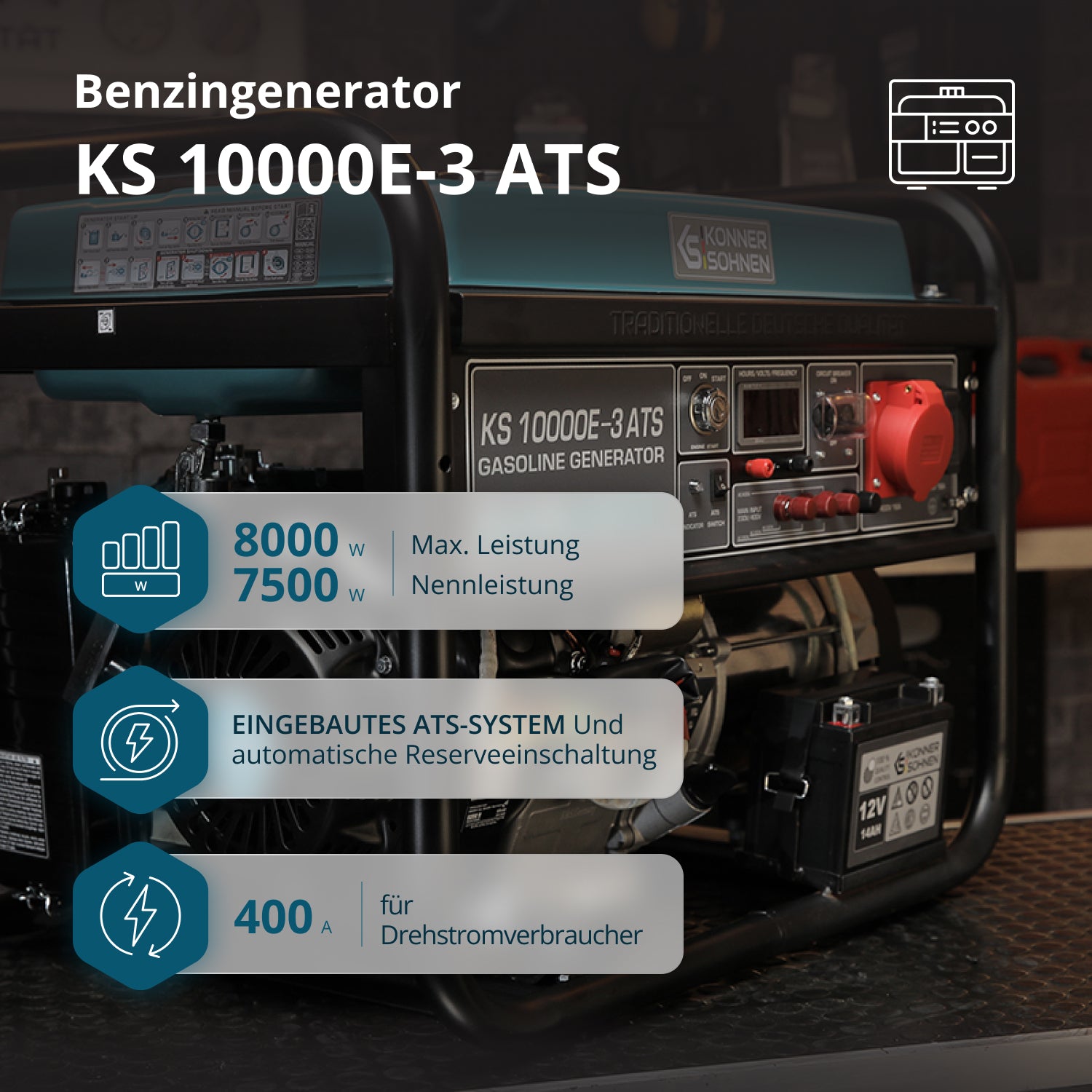 Benzínový generátor „Könner & Söhnen“ KS 10000E-3 ATS