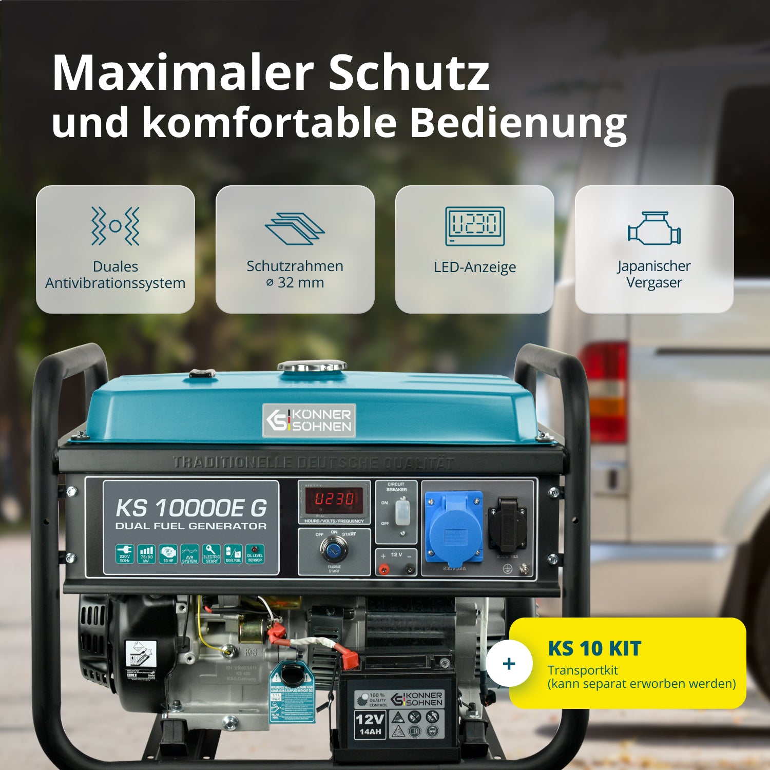 LPG/Benzin-Generator "Könner & Söhnen" KS 10000E G