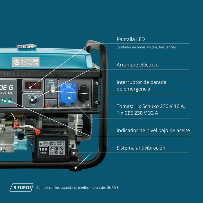 Generador híbrido de gasolina y gas "Könner & Söhnen" KS 10000E G