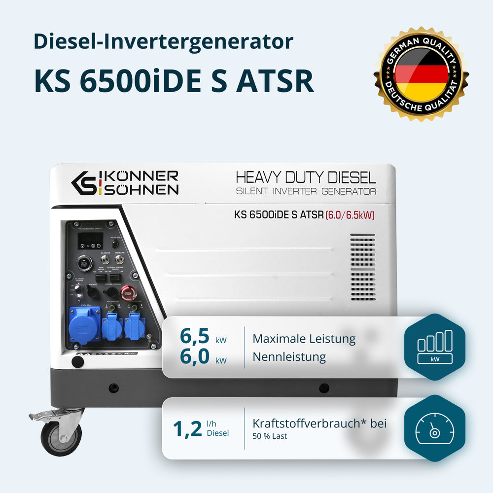 Дизел инвертер генератор у звучно изолованом кућишту KS 6500iDE S ATSR