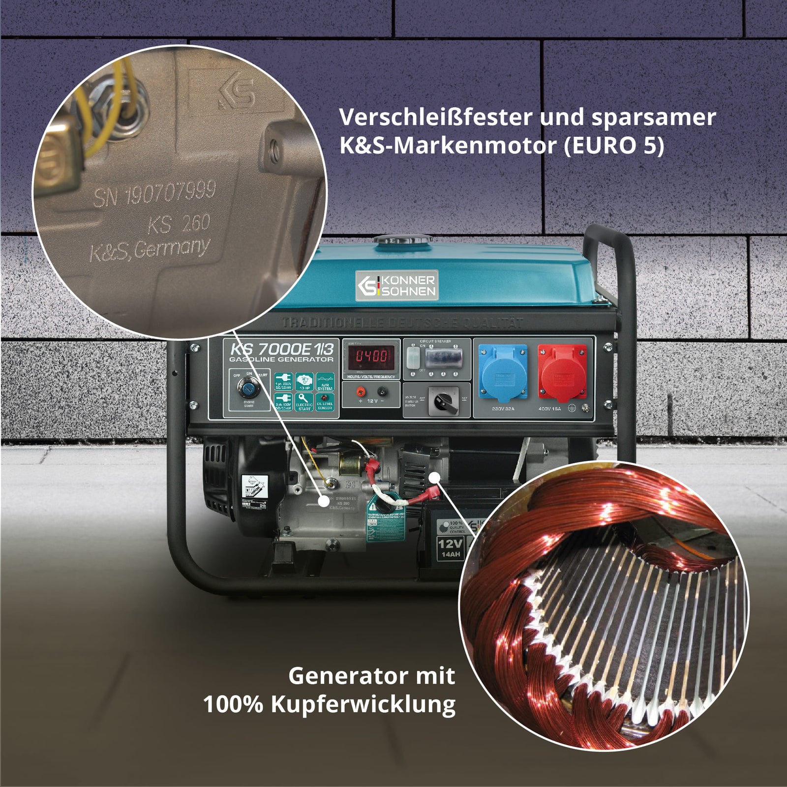 Benzínový generátor „Könner & Söhnen“ KS 7000E 1/3