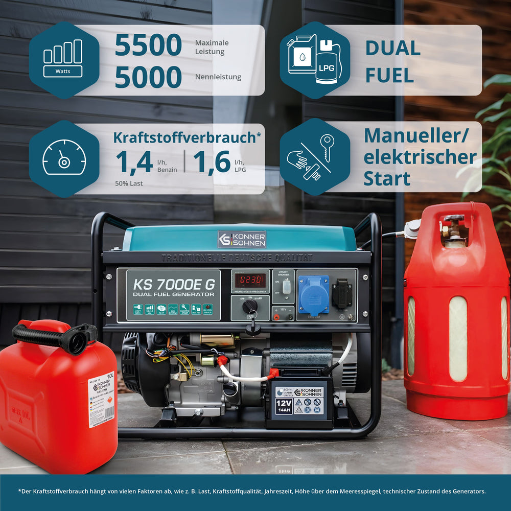 LPG/benzin generator "Könner & Söhnen" KS 7000E G