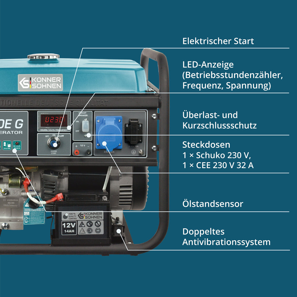 LPG/benzin generator "Könner & Söhnen" KS 7000E G