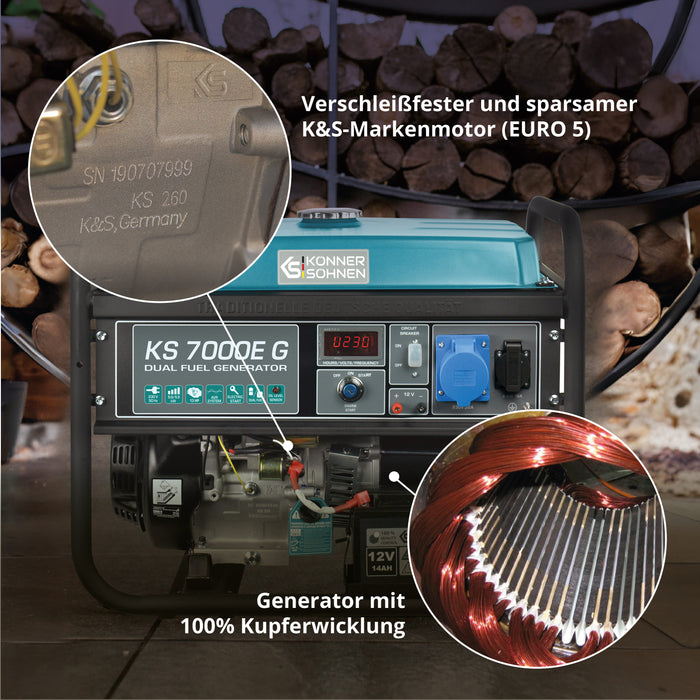 LPG/benzin generator "Könner & Söhnen" KS 7000E G