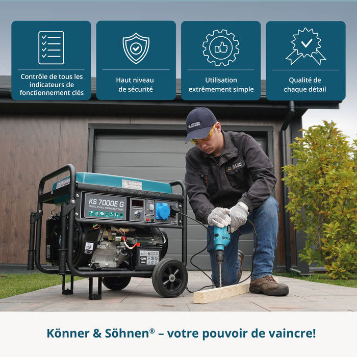 Groupe électrogène à essence/gaz "Könner & Söhnen" KS 7000E G