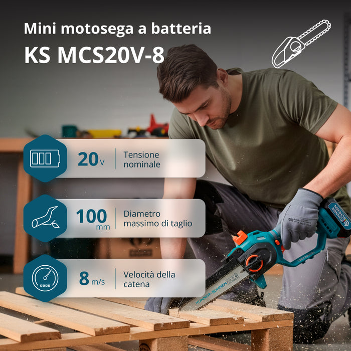 Motosega Mini a Batteria KS MCS20V-8