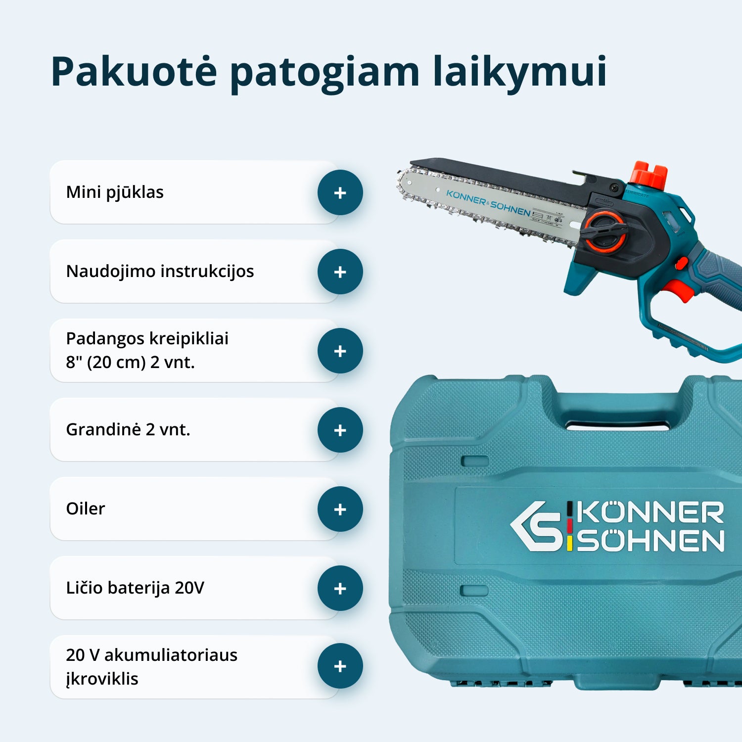 Motosega Mini Senza Fili KS MCS20V-8 Custodia